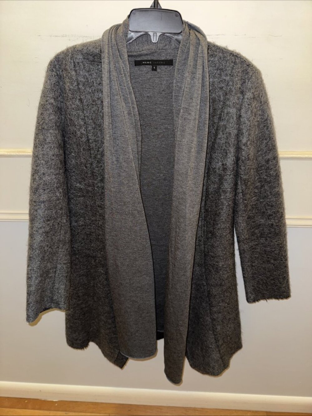 Marc Jacobs Virgin Wool Double Layered Waterfall Gray Heather Coat Size: Large